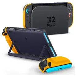 Spigen Nano Pop V2 Nintendo Switch 2 Hoesje met Standaard Blauw Geel afbeelding