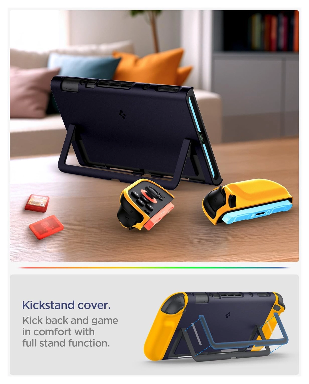 Spigen Nano Pop V2 Nintendo Switch 2 Hoesje met Standaard Blauw Geel afbeelding 3