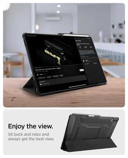 Spigen Rugged Armor Pro Samsung Galaxy Tab S11 Ultra Hoes Book Case Zwart afbeelding 4