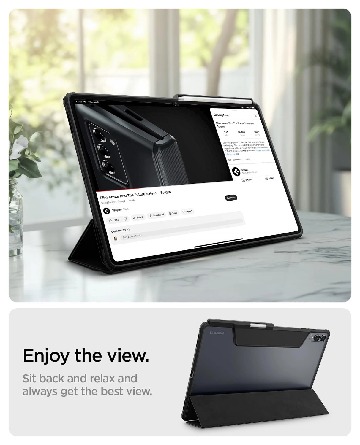 Spigen Ultra Hybrid Pro Samsung Galaxy Tab S11 Ultra Hoes Book Case Zwart afbeelding 2