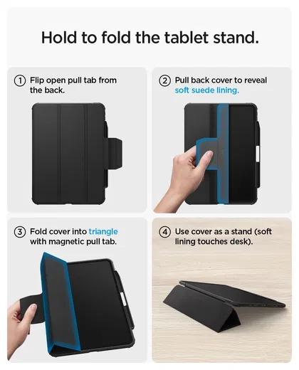 Spigen Ultra Hybrid Pro Samsung Galaxy Tab S11 Ultra Hoes Book Case Zwart afbeelding 3