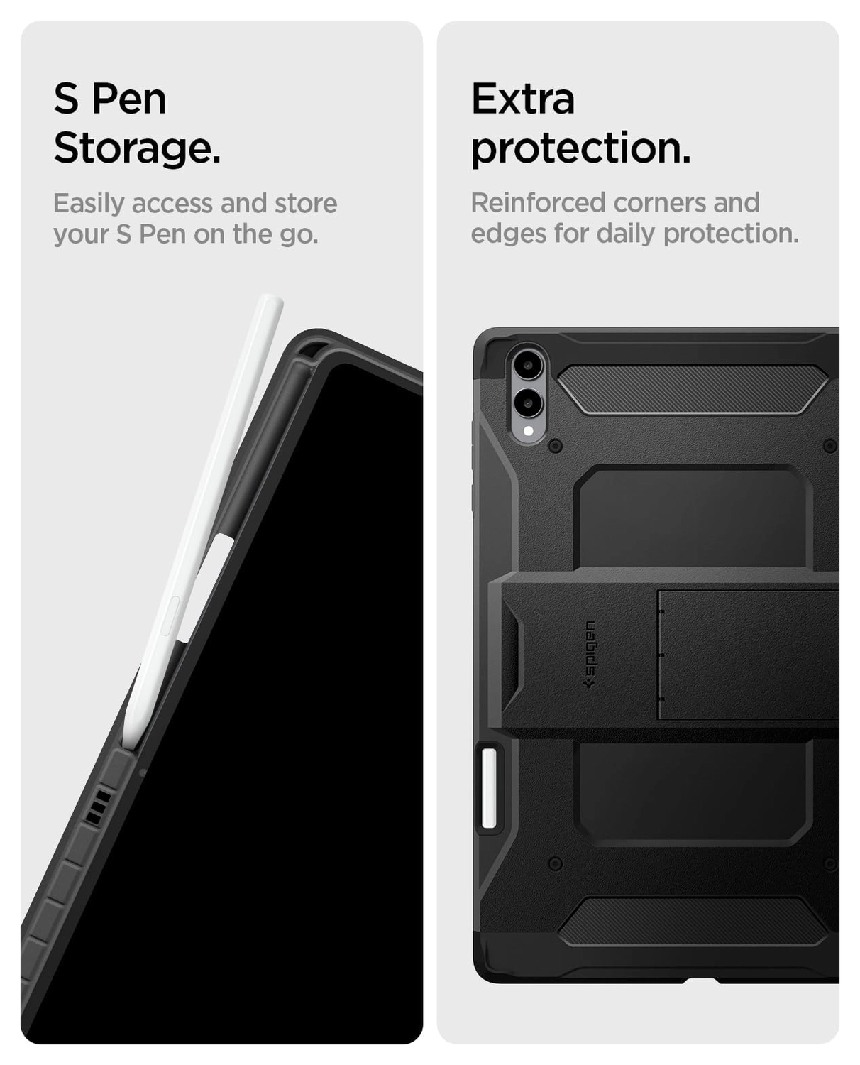 Spigen Tough Armor Pro Samsung Galaxy Tab S11 Ultra Hoes Back Cover Zwart afbeelding 5