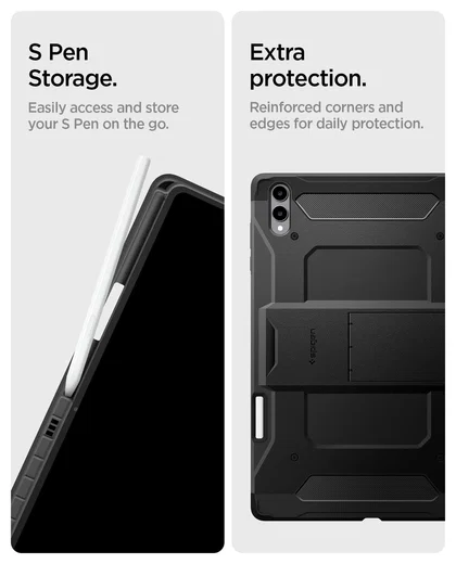 Spigen Tough Armor Pro Samsung Galaxy Tab S11 Ultra Hoes Back Cover Zwart afbeelding 5