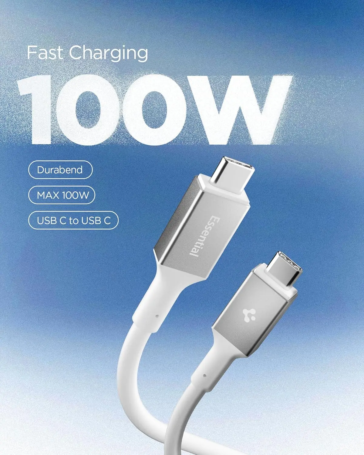 Spigen Essential USB-C naar USB-C Kabel 100W Fast Charge 2 Meter Wit afbeelding 2