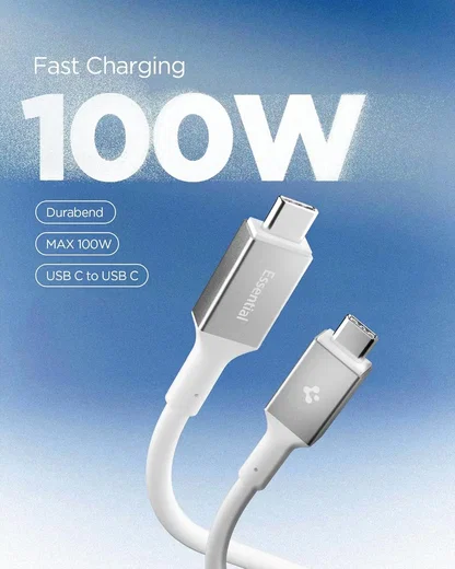 Spigen Essential USB-C naar USB-C Kabel 100W Fast Charge 2 Meter Wit afbeelding 2