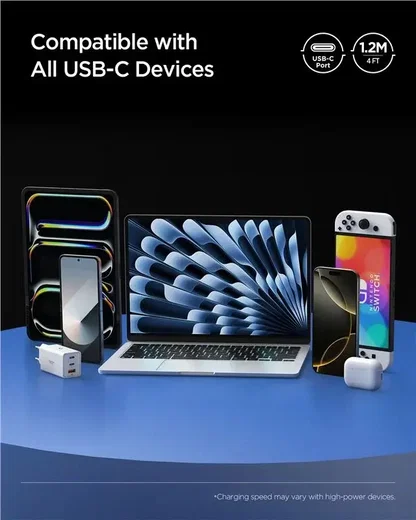 Spigen Essential USB-C naar USB-C Kabel 240W Fast Charge 1.2 Meter Wit afbeelding 5