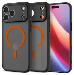 Spigen Ultra Hybrid MagFit Apple iPhone 17 Pro Max Hoesje MagSafe Zwart Oranje afbeelding