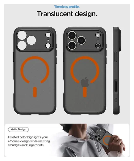 Spigen Ultra Hybrid MagFit iPhone 17 Pro Max Hoesje MagSafe Zwart Oranje afbeelding 4