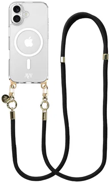 AVY Apple iPhone 16 Hoesje met Koord & MagSafe 130CM Tressé Black