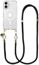 AVY Apple iPhone 16 Hoesje met Koord & MagSafe 130CM Tressé Black