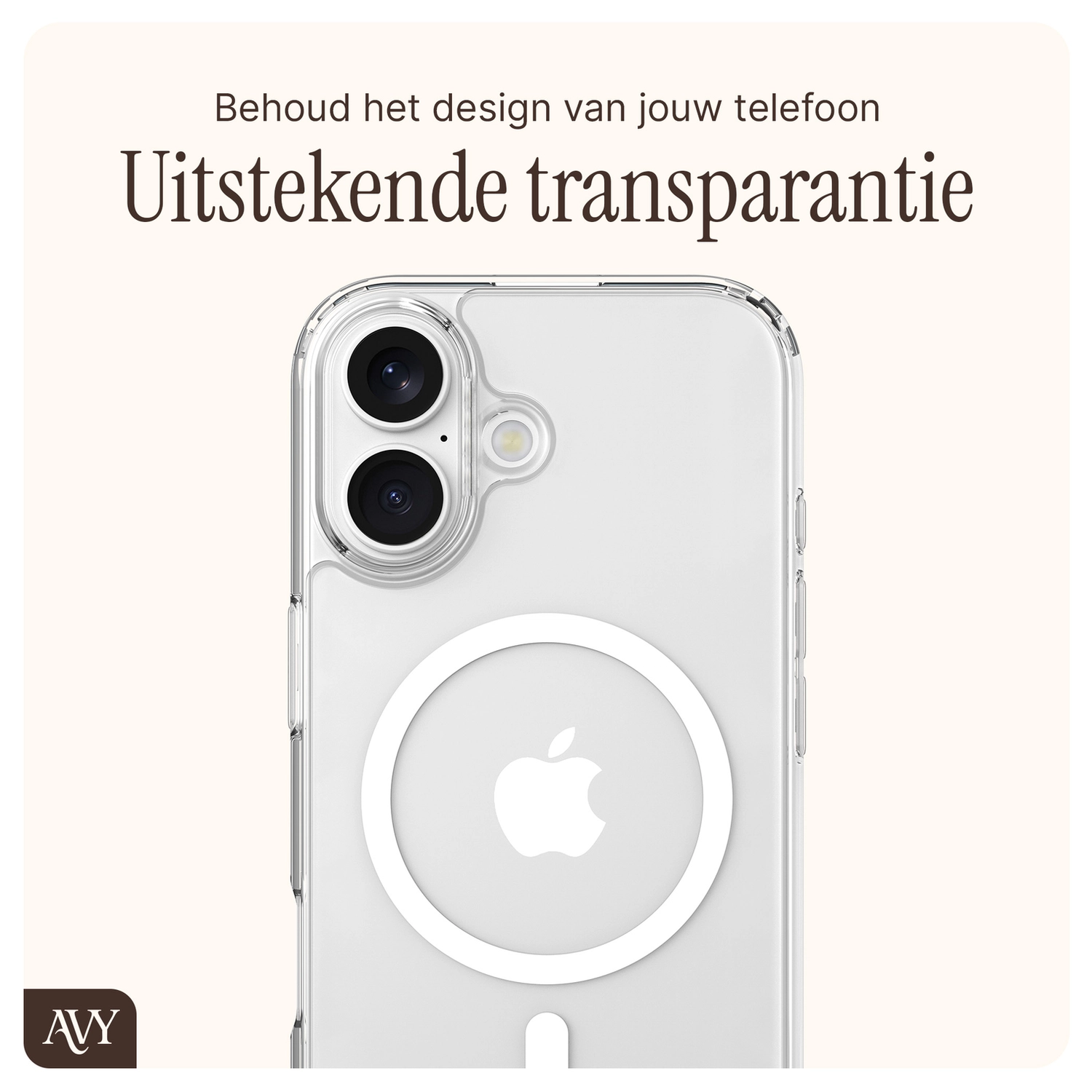 AVY Apple iPhone 16 Hoesje met Koord & MagSafe 130CM Tressé Beige afbeelding 8