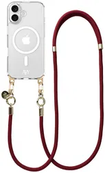 AVY Apple iPhone 16 Hoesje met Koord & MagSafe 130CM Tressé Red afbeelding
