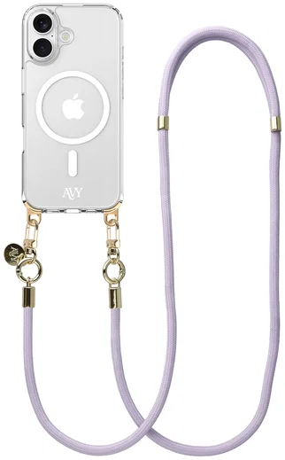 AVY Apple iPhone 16 Hoesje met Koord & MagSafe 130CM Tressé Purple afbeelding 1