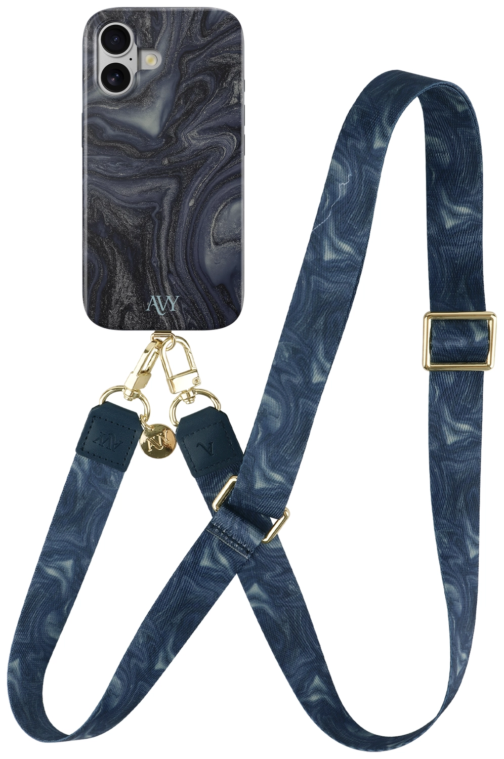 AVY Apple iPhone 16 MagSafe Hoesje met Koord 130CM Obscura Blue afbeelding 1