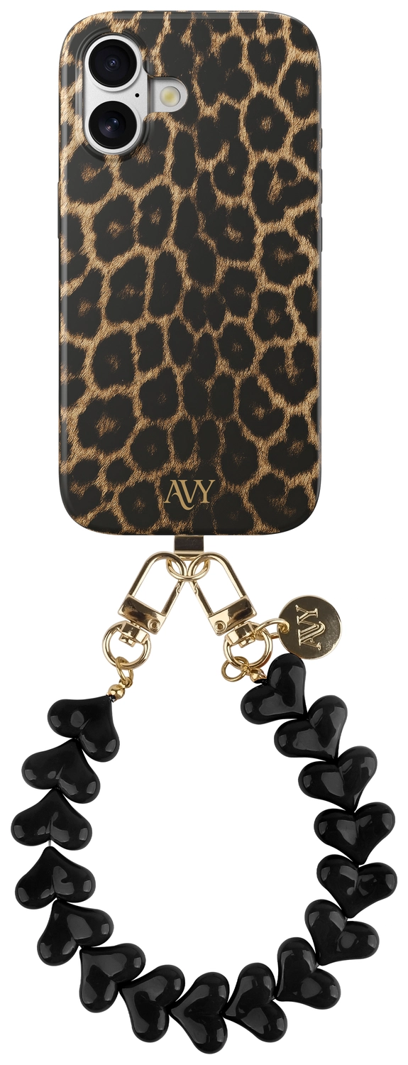 AVY Apple iPhone 16 MagSafe Hoesje met Koord 30CM Panther Hearts afbeelding 1