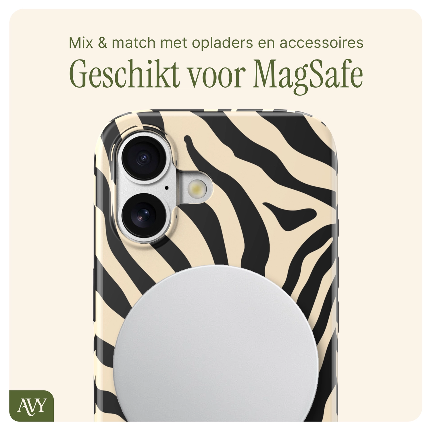 AVY Apple iPhone 16 MagSafe Hoesje met Koord 30CM Safari Hearts afbeelding 5