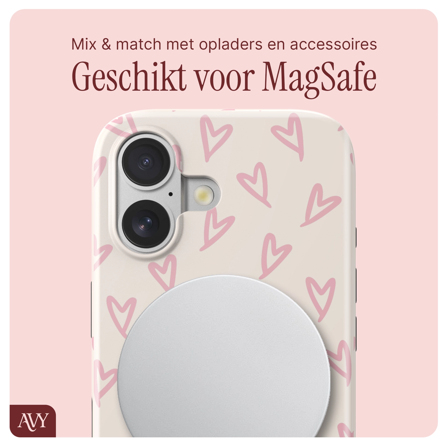 AVY Apple iPhone 16 MagSafe Hoesje met Koord 30CM Cupid Hearts afbeelding 8