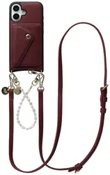 AVY Apple iPhone 16 - Styled Kit - Burgundy - Leather and Pearls afbeelding