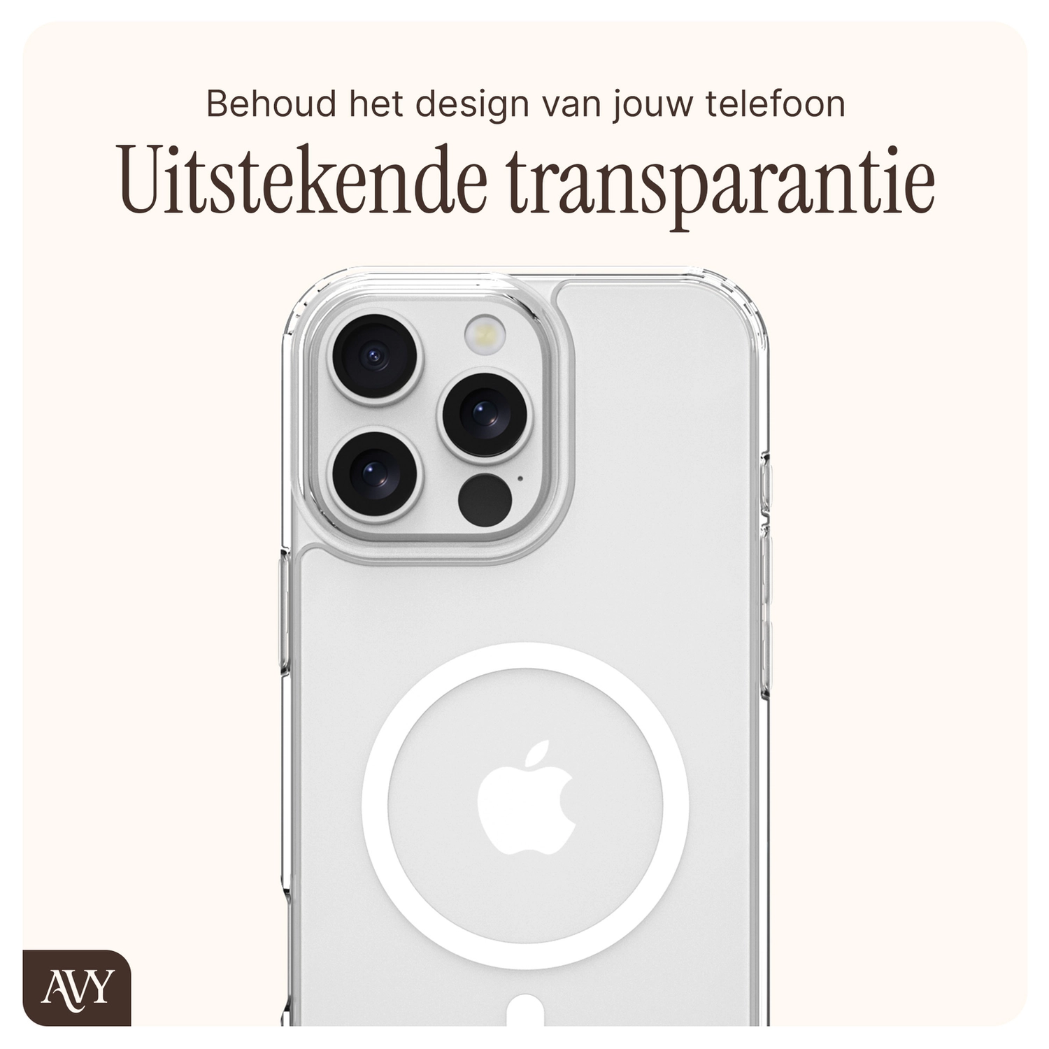 AVY Apple iPhone 16 Pro Hoesje met Koord & MagSafe 30CM Cupid Beige afbeelding 8