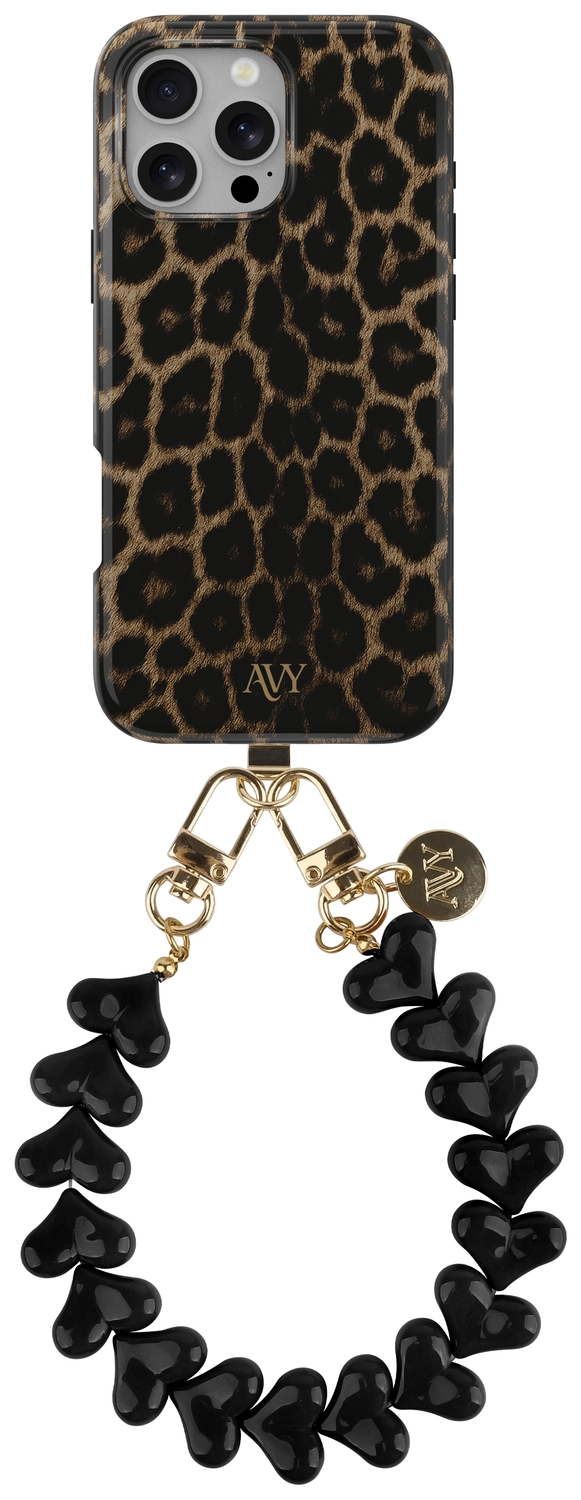 AVY Apple iPhone 16 Pro MagSafe Hoesje met Koord 30CM Panther Hearts afbeelding 1