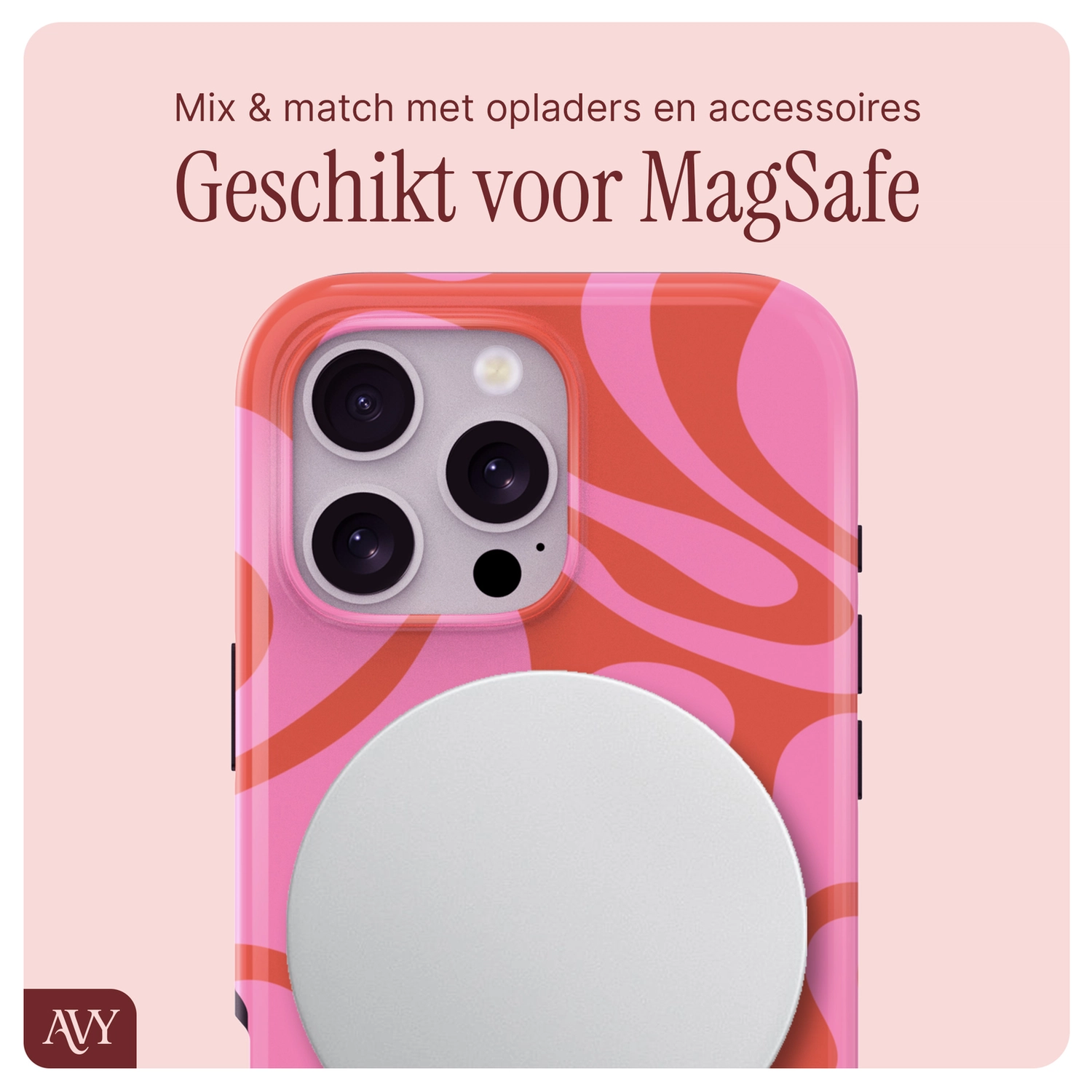 AVY Apple iPhone 16 Pro MagSafe Hoesje met Koord 30CM Rose Hearts afbeelding 9