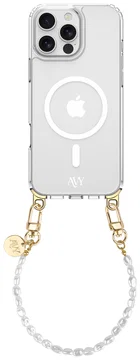 AVY Apple iPhone 16 Pro Max Hoesje met Koord & MagSafe 30CM Perla Chic