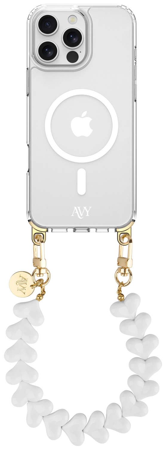 AVY Apple iPhone 16 Pro Max Hoesje met Koord & MagSafe 30CM Cupid White afbeelding 1