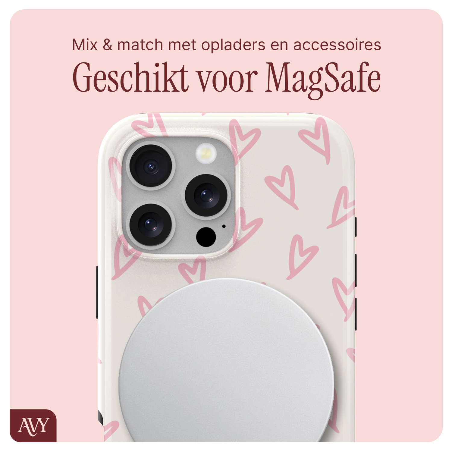 AVY Apple iPhone 16 Pro Max MagSafe Hoesje met Koord 30CM Cupid Hearts afbeelding 8
