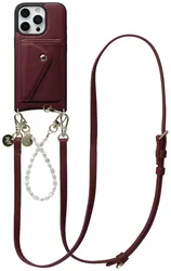 AVY Apple iPhone 16 Pro Max - Styled Kit - Burgundy - Leather and Pearls afbeelding