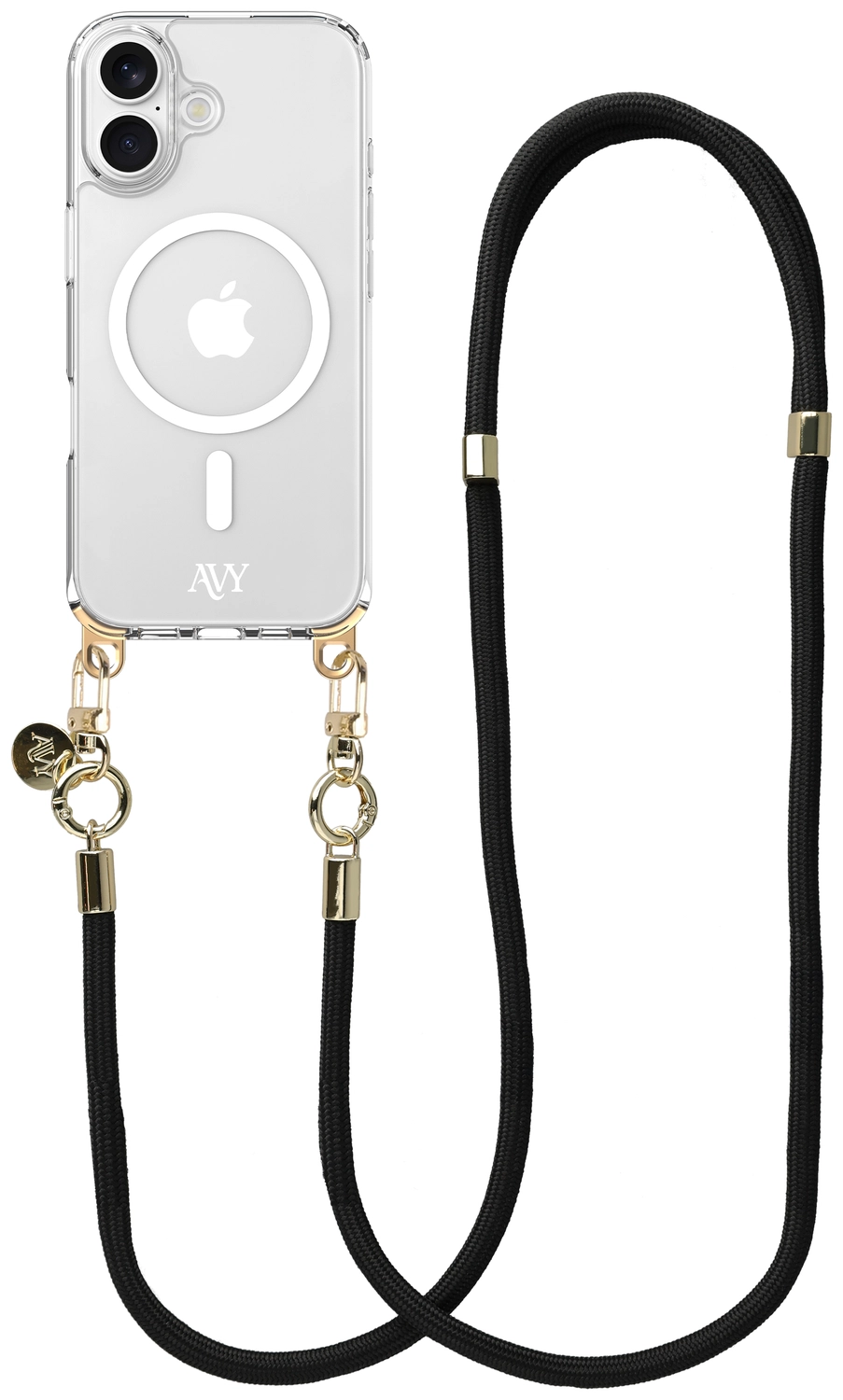AVY Apple iPhone 17 Hoesje met Koord & MagSafe 130CM Tressé Black afbeelding 1