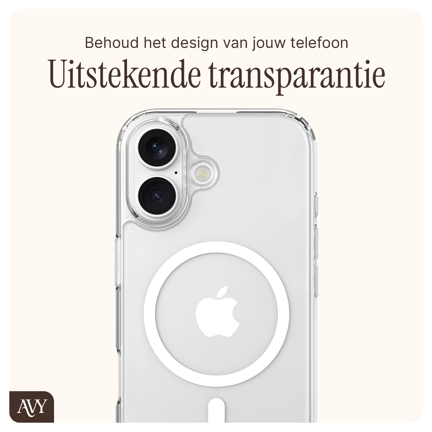AVY Apple iPhone 17 Hoesje met Koord & MagSafe 130CM Tressé Beige afbeelding 8