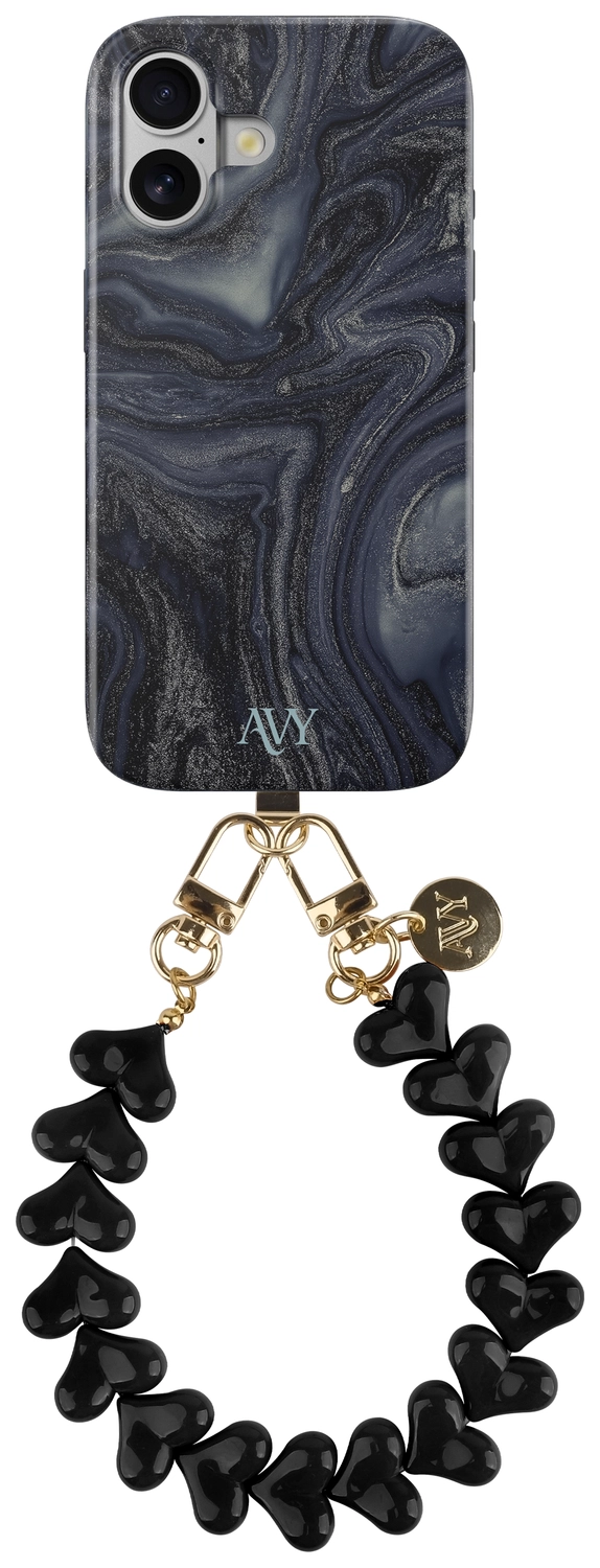 AVY Apple iPhone 17 MagSafe Hoesje met Koord 30CM Marmer Hearts afbeelding 1