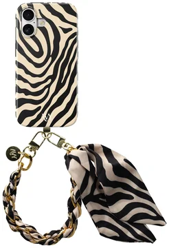 AVY Apple iPhone 17 MagSafe Hoesje met Koord (32CM) Serengeti Zebra