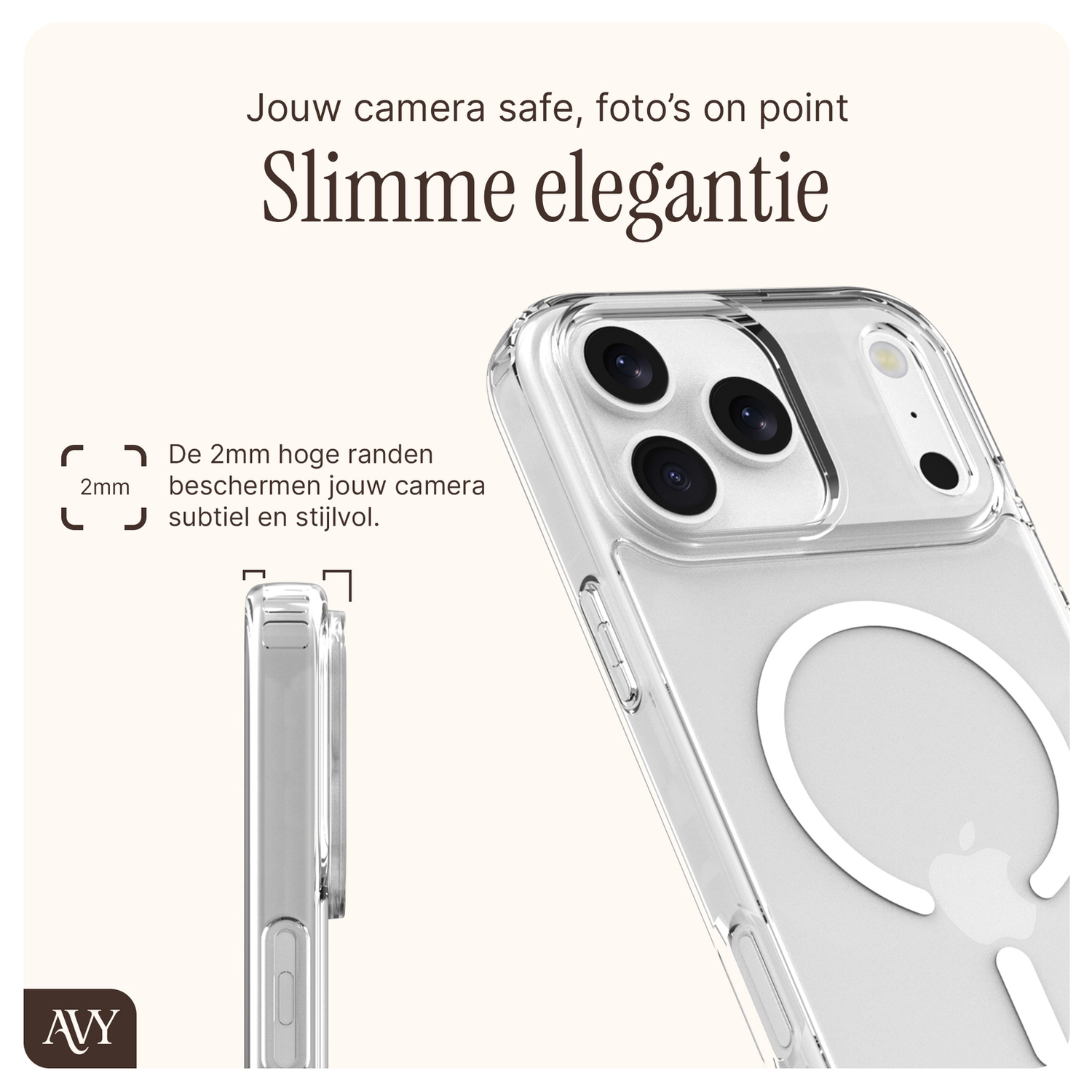 AVY Apple iPhone 17 Pro Hoesje met Koord & MagSafe 130CM Tressé Beige afbeelding 7