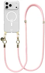 AVY Apple iPhone 17 Pro Hoesje met Koord & MagSafe 130CM Tressé Pink afbeelding