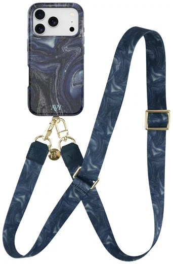 AVY Apple iPhone 17 Pro MagSafe Hoesje met Koord 130CM Obscura Blue afbeelding 1