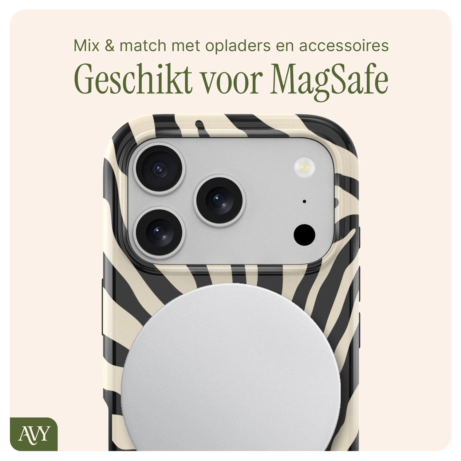 AVY Apple iPhone 17 Pro MagSafe Hoesje met Koord (32CM) Serengeti Zebra afbeelding 10