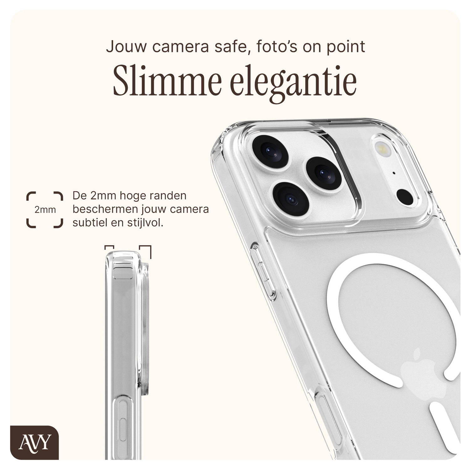 AVY Apple iPhone 17 Pro Max Hoesje met Koord & MagSafe 30CM Cupid Beige afbeelding 7