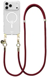 AVY Apple iPhone 17 Pro Max Hoesje met Koord & MagSafe 130CM Tressé Red afbeelding