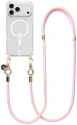 AVY Apple iPhone 17 Pro Max Hoesje met Koord & MagSafe 130CM Tressé Pink afbeelding