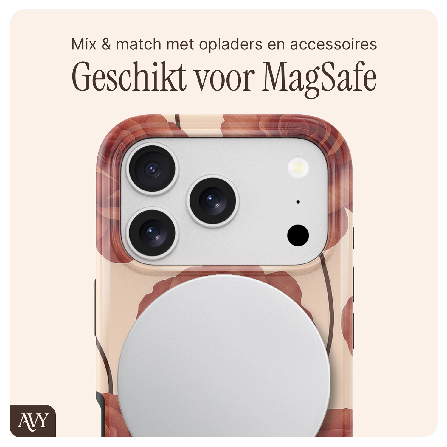 AVY Apple iPhone 17 Pro Max MagSafe Hoesje met Koord 30CM Hearts & Roses afbeelding 8