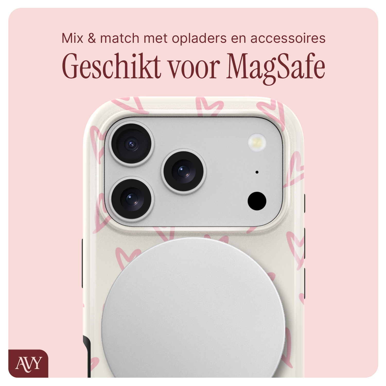 AVY Apple iPhone 17 Pro Max MagSafe Hoesje met Koord 30CM Cupid Hearts afbeelding 8