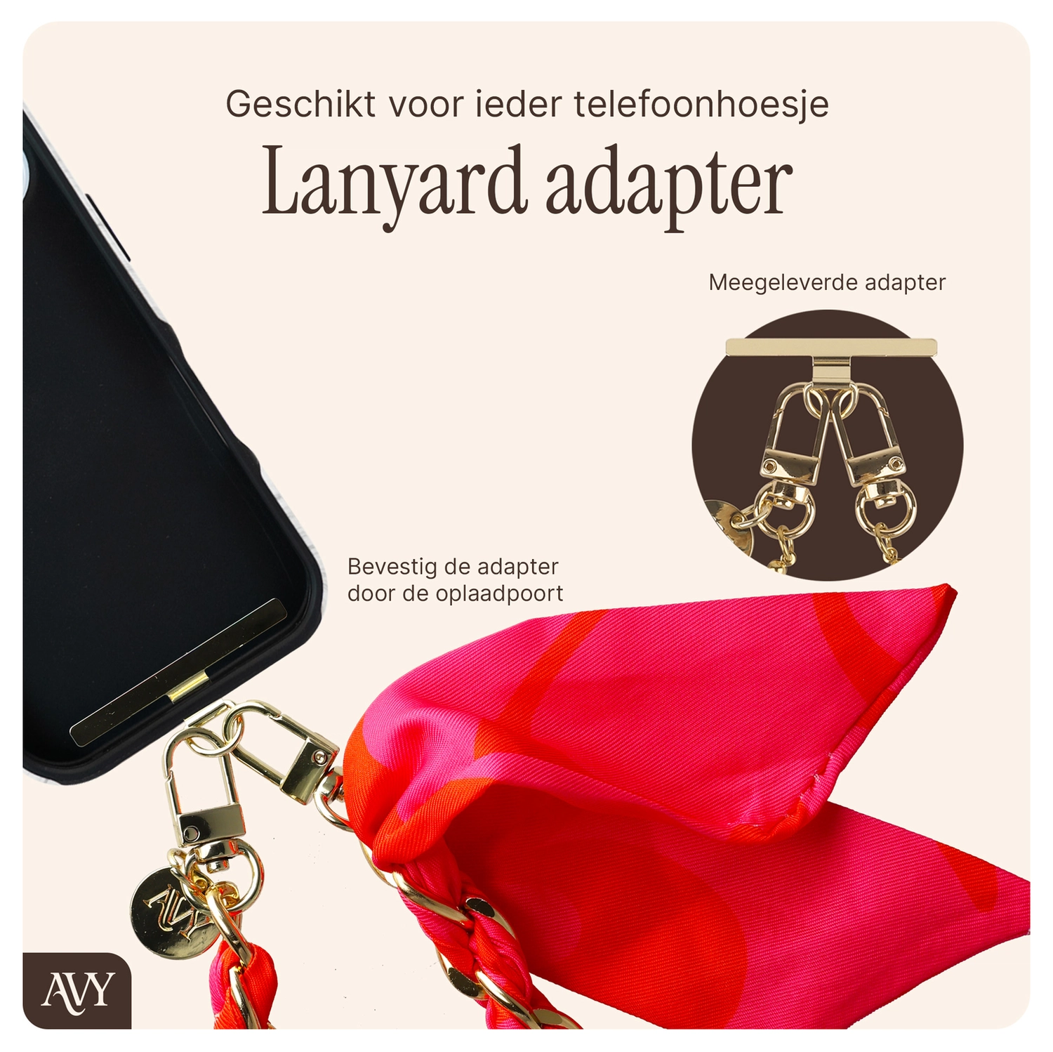 AVY Apple iPhone 17 Pro Max MagSafe Hoesje met Koord 32CM Rosé Twist afbeelding 11