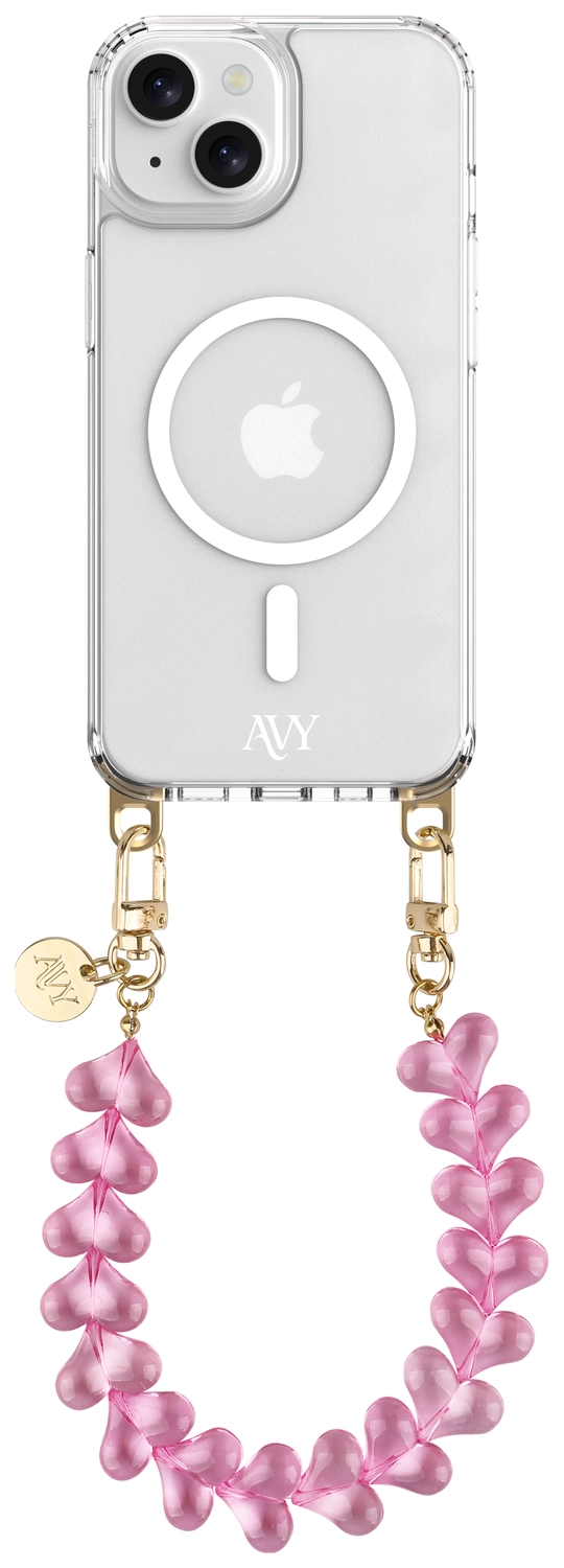 AVY Apple iPhone 15 Hoesje met Koord & MagSafe 30CM Cupid Clear Pink afbeelding 1
