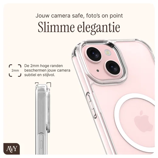 AVY Apple iPhone 15 Hoesje met Koord & MagSafe 130CM Tressé Beige afbeelding 7