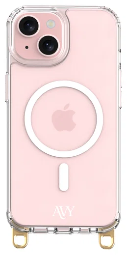 AVY Apple iPhone 15 Hoesje met Koord & MagSafe 130CM Tressé Beige afbeelding 12