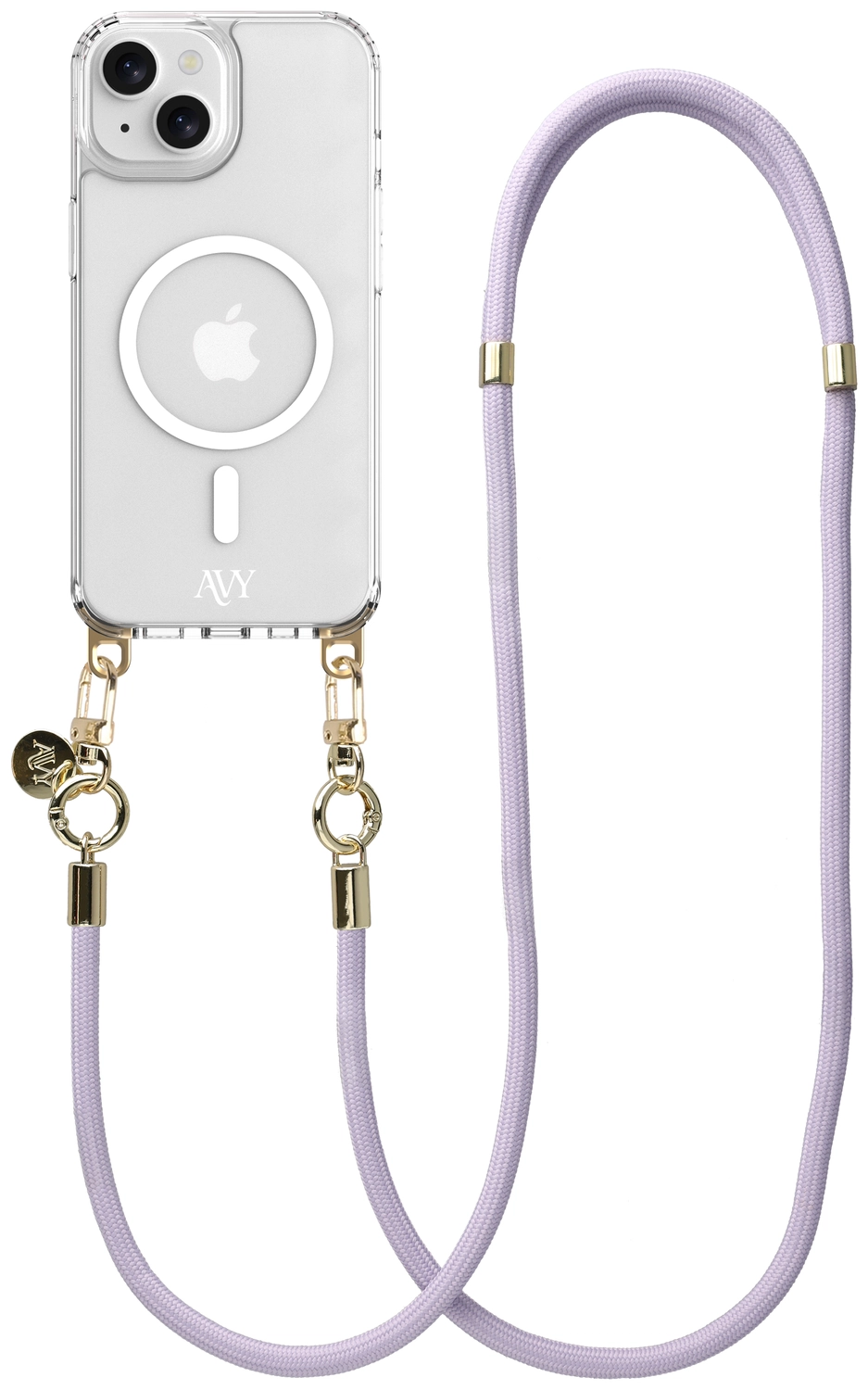 AVY Apple iPhone 15 Hoesje met Koord & MagSafe 130CM Tressé Purple afbeelding 1