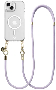 AVY Apple iPhone 15 Hoesje met Koord & MagSafe 130CM Tressé Purple