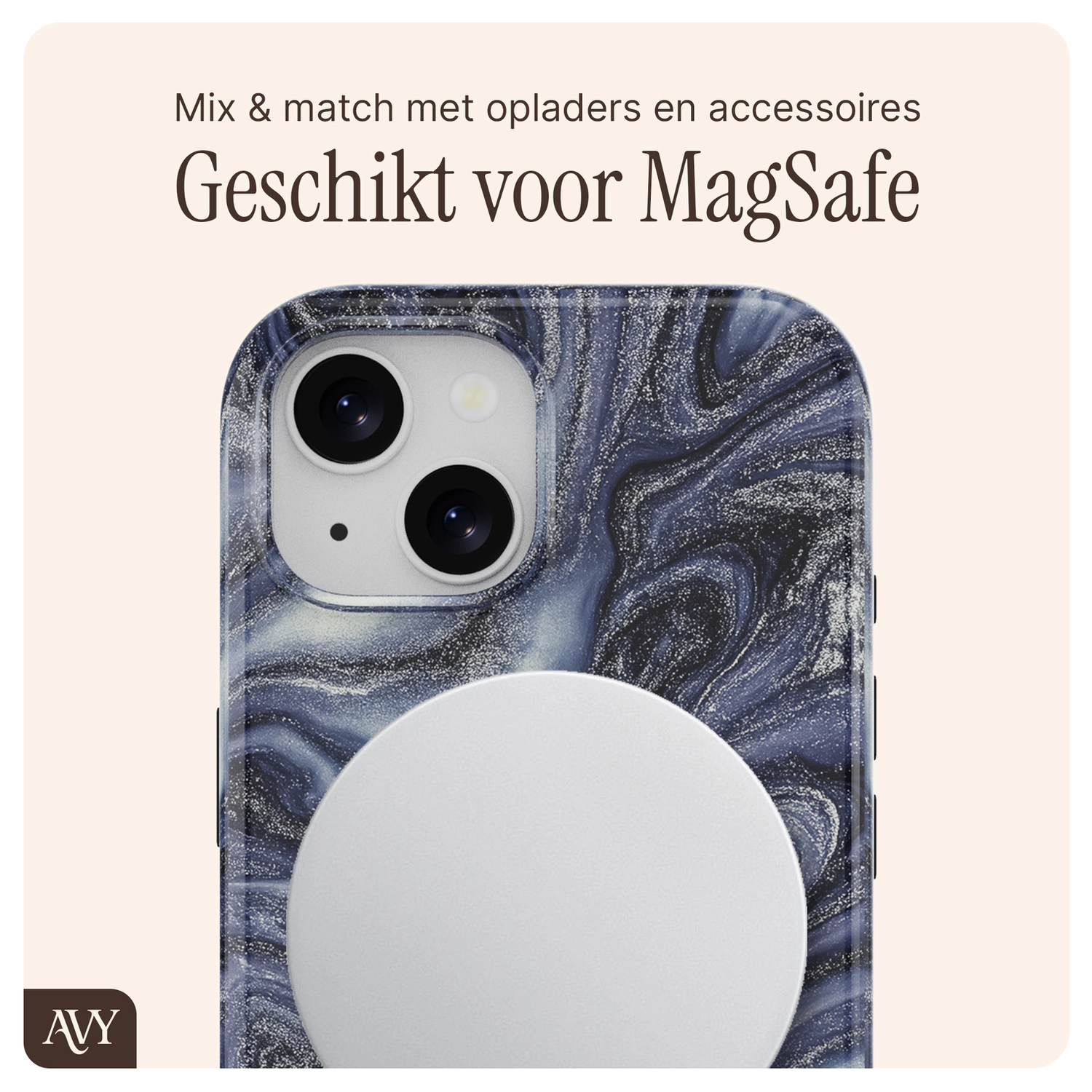 AVY Apple iPhone 15 MagSafe Hoesje met Koord 130CM Obscura Blue afbeelding 9