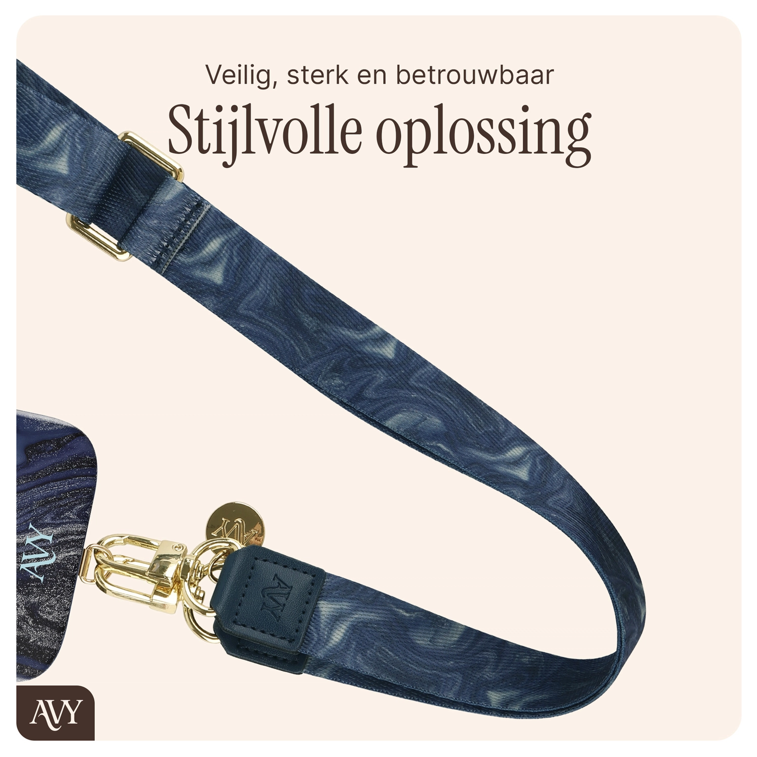AVY Apple iPhone 15 MagSafe Hoesje met Koord 130CM Obscura Blue afbeelding 11